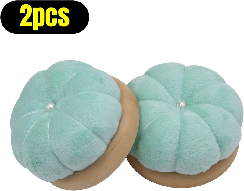 Uxney Pin Cushion,Wooden Sewing Pin Cushion Pincushion Needle Cushion for Sewing Quilting Needlework DIY Crafts(Light Green,2 PCS) - Image 3